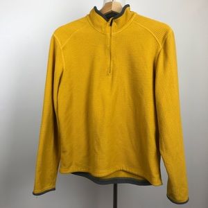 Land’s End waffle texture yellow half zip sweater